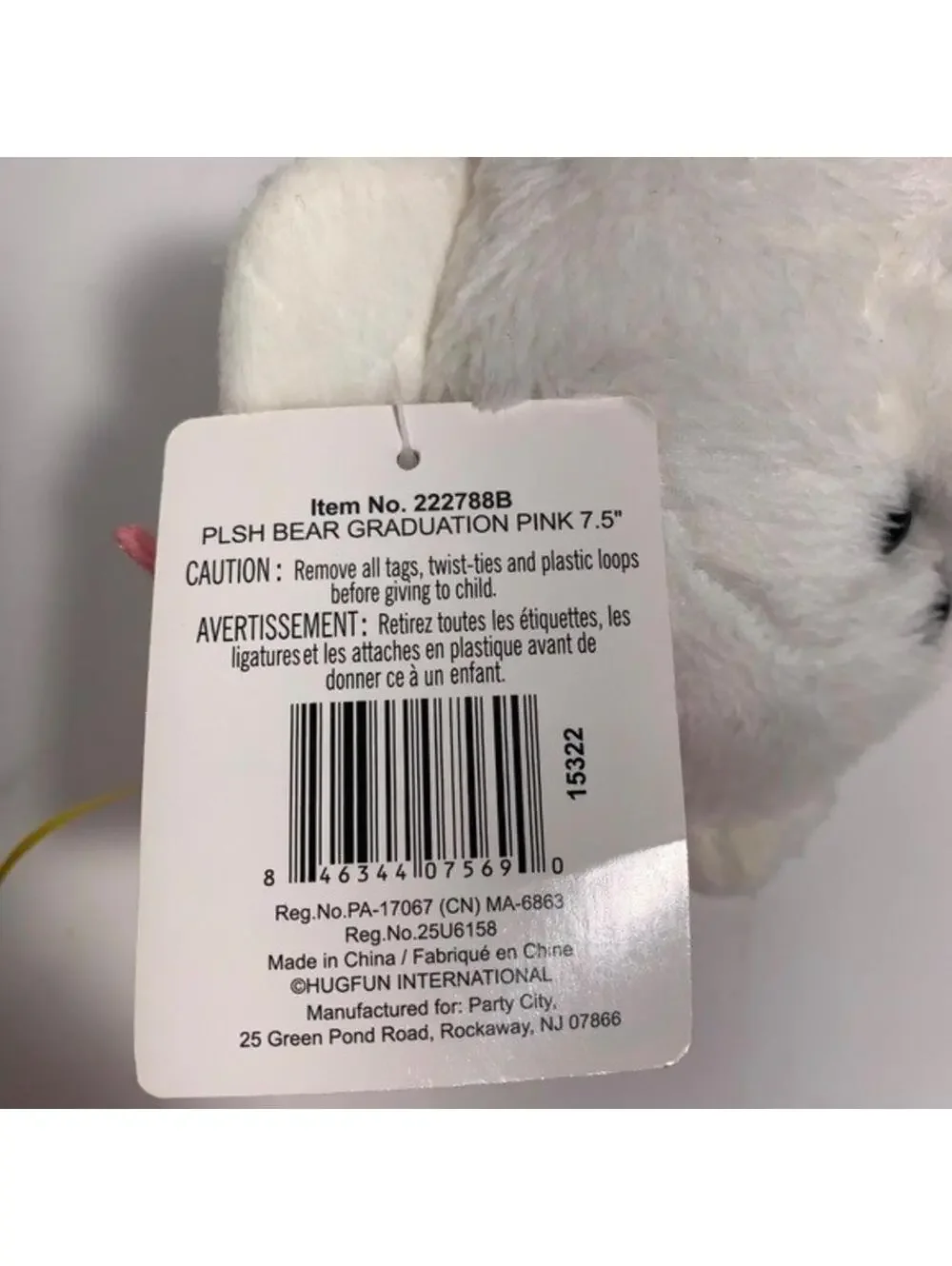 Hugfun White Graduation Teddy Bear Plush Pink Cap & Gown 9
